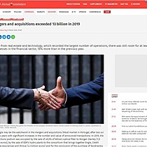Mergers and acquisitions exceeded 13 billion in 2019